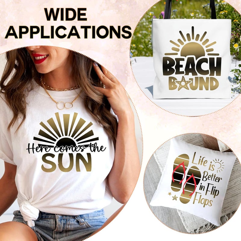 Tintnut Gradient HTV - 6 Sheets 12 x 10 Inches Yellow Black Ombre HTV Heat Transfer Vinyl for T-Shirts, DIY Rainbow Patterned Vinyl Compatible with Silhouette Cameo/Cricut - Image 5